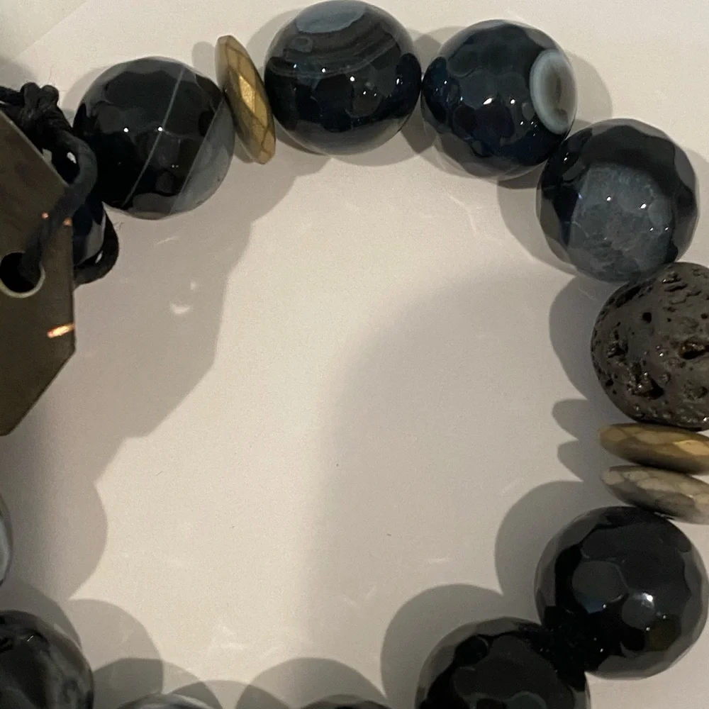 NWT Scout Diffuser Bracelet Lava & Gemstone Black Jewelry Gift Boho Natural
